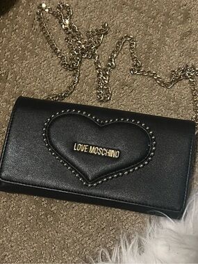 Love Moschino Black Heart-Accent Chain Crossbody